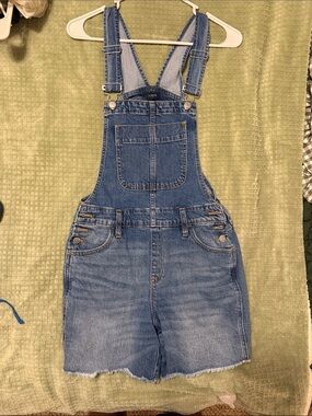 J. Crew Frayed Denim Short Overalls